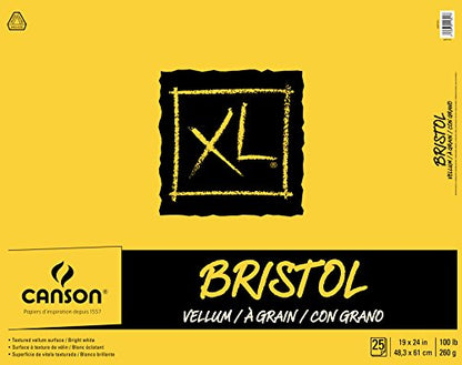 Canson XL Series Bristol Pad, Vellum 19"X24", 19" x 24", 25 Count - size: 19x24, style: Bristol, Vellum