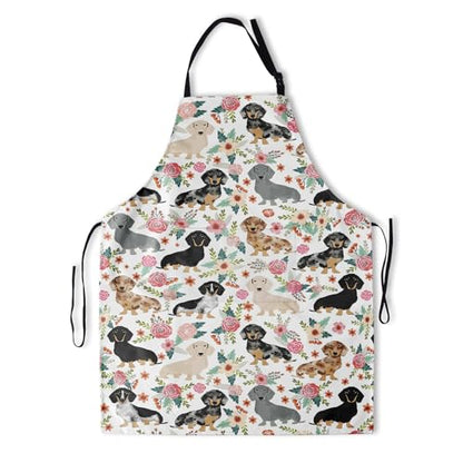 Giwawa Unisex Adult Apron Waterproof Stain Resistant Kitchen Cooking Apron with 2 Pockets for BBQ Grill Painting - color: Dog Flower