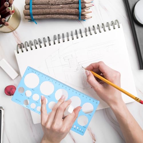 Circle Template Circle Stencil Circle Template for Drawing Circle Stencils Geometric Stencils Round Drawing Templates Plastic Transparent Ruler for School Office Supplies 2pcs