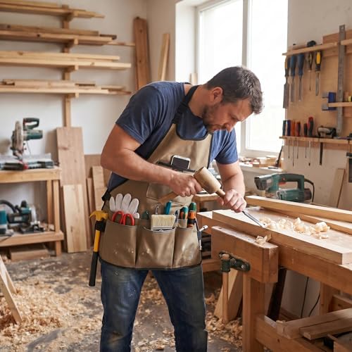 zojo Work Tool Apron with 4 Pockets | Heavy Duty,Adjustable for Woodworking,Mechanics,Carpentry,Gardening,Artists, Barbers,Unisex