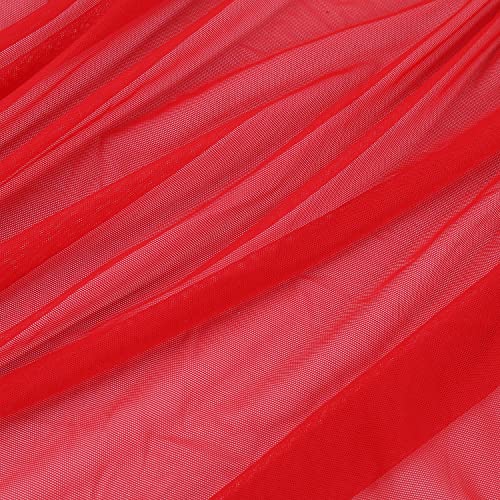 Superfine 4-Way Stretch Net Fabric Nylon Spandex Power Mesh Lightweight Sheer 60" Wide, a Continuous 5 Yards (Vivid Red) - color: Vivid Red