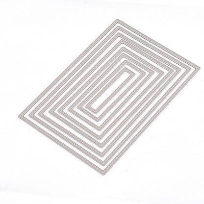 8Pcs Rectangle Cutting Dies Stencil DIY Scrapbook Album Paper Card Embossing Tool (Rectangle) - style: Rectangle