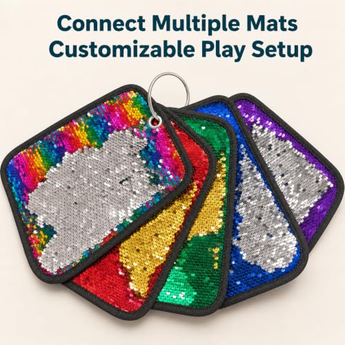 Sparkle & Focus Sensory Room Must Haves – Reversible Sequin Sensory Mats for Kids, Autism Sensory Products, Calm Down Corner & Travel Activity Kit, Sensory Wall Board Set with Letter & Number Stencils