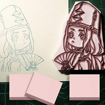8 Pcs 2"x2" Pink Rubber Carving Blocks for Stamp Soft Rubber Crafts, Soft and Easy to Carve (Square) - size: Square