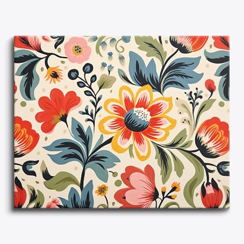 Craftoria Paint by Numbers for Adults 40"x50"cm NO Framed Floral Folk Floral 24 Colors - color: Folk Floral - 24 COLORS, size: NO Frame