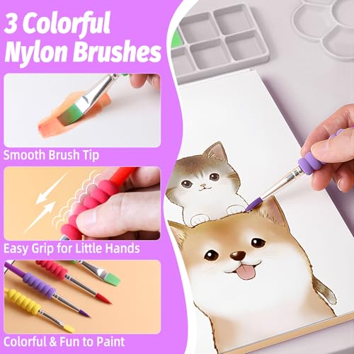 Silicone Painting Mat, 23.6x15.8in Art Craft Mat with Brushes | For watercolor resin clay DIY art use, waterproof table protection painting station with cup palette, 3 brushes, purple - color: Purple
