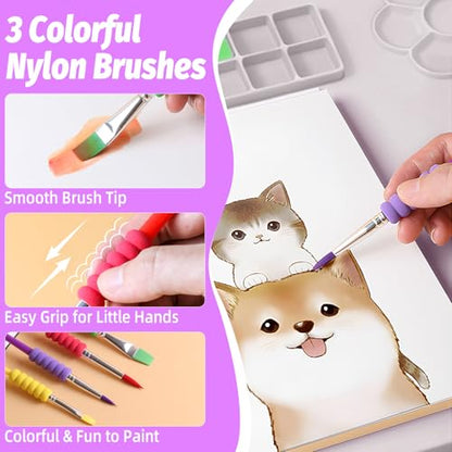 Silicone Painting Mat, 23.6x15.8in Art Craft Mat with Brushes | For watercolor resin clay DIY art use, waterproof table protection painting station with cup palette, 3 brushes, purple - color: Purple