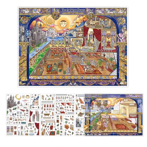 ZAYALI Large 3D Sticker Scene Book for Adults & Teens, DIY Isometric House Scenes, Large Build-Your-Own Room Sticker Set, Relaxing Sticker Therapy Art Kit - Oracle Realm - style: Oracle Realm