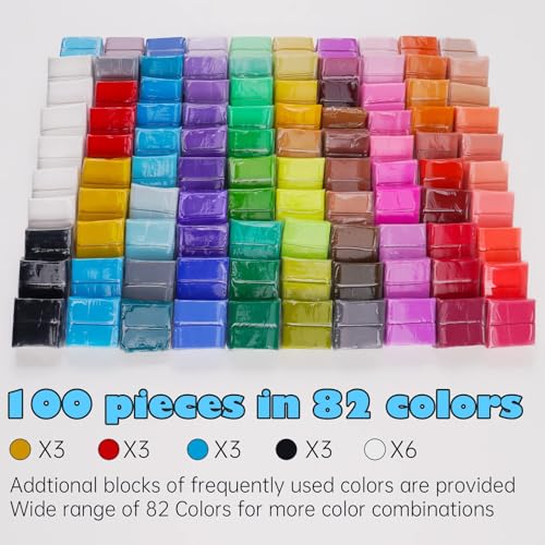 Tomorotec 100PCS Polymer Clay Value Pack 82 Colors in Bulk
