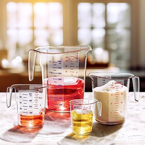 Melissa - Plastic Measuring Cups (5-Piece Set), Food-Grade Measuring Jugs, 1/2/4/8/16-Cup Capacity, Unbreakable, Stackable, Dishwasher-Safe, Great for Oil, Vinegar, Flour, and More - style: 5-Piece Set (1/2/4/8/16-Cup)