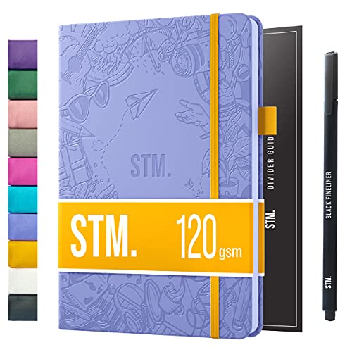 Bullet Dotted Journal Dot Grid Notebook | A5 Daily Journaling Notebooks for Personal Writing, Work, Women | 120gsm Thick Paper, Hard cover, Lay Flat Binding | 5x7 Journals Cuaderno Libretas de apuntes - color: Lavender, style: Iconic (120gsm)