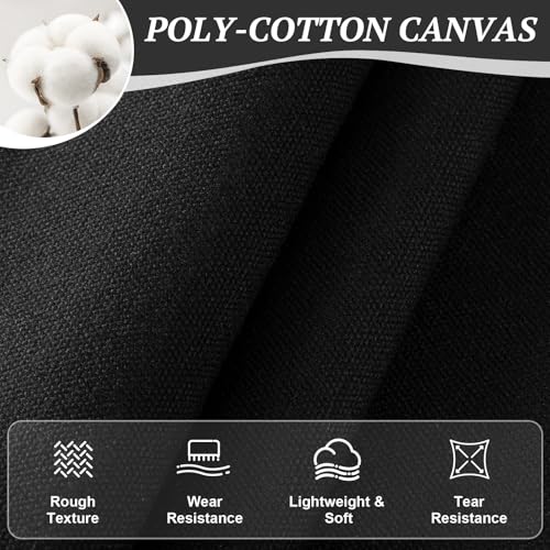 Canvas Fabric 10oz Cotton Upholstery Fabric Drop Cloth 59x36Inch Black | Soft Duck Canvas Cloth, Thick Cotton Fabric By the Yard for Painting, Embroidery, Sewing, Cushion, Home Decor, Arts & Crafts