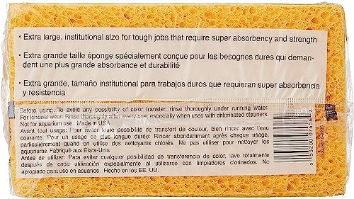 3M Extra Large Commercial Sponge – Durable, Highly Absorbent Cleaning Sponge for Heavy-Duty Tasks | Highly Absorbent, 7.5 In. x 4.3 In. x 2 In., Resists Tearing, For Heavy-Duty Multi-Surface Cleaning