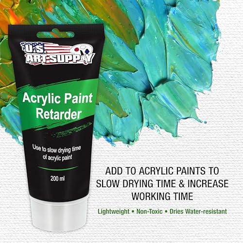 U.S. Art Supply Acrylic Paint Retarder Medium, 200ml Tube (6.7 Ounces) | Acrylic Retarder Provides Longer Painting Time
