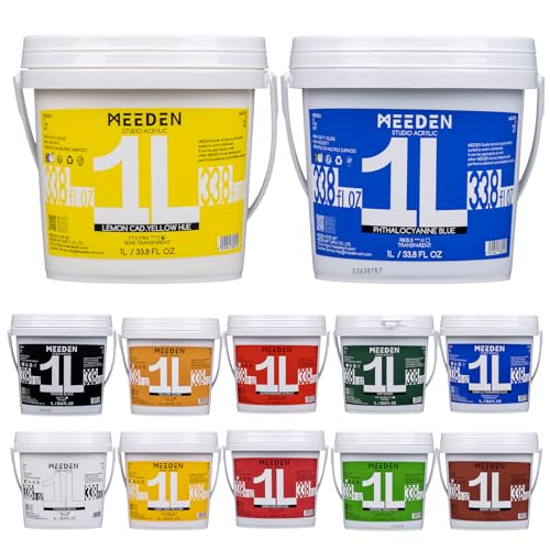 MEEDEN Acrylic Paint Set: 1L /33.8oz x 12 Colors Large Bulk Acrylic Paints | Heavy Body Gloss Finish Art Paints for Canvas Crafts Pumpkins Painting - color: 12 Colors - 1L