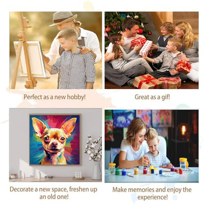 Artunion Framed Paint by Numbers Kit for Adults Beginners & Kids Ages 8-12,Chihuahua Paint by Number with Frame,Dog Animal Paint by Numbers Kit on Canvas 10 * 10 Inch - color: ZXT-378-F