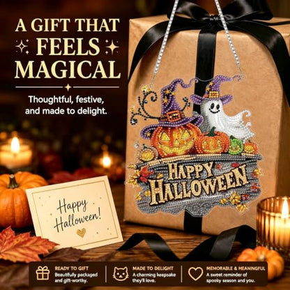 Halloween Hanging Diamond Art Kits for Adult Diamond Painting Kit Pendant | DIY Diamonds Painting Art Kit, Acrylic Diamonds Painting Suncatcher Board Kit Ornament, Special Crystal Diamond Hanging - color: DP04617