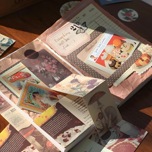 YagCu 348 Pcs Scrapbooking Kit, Vintage Junk Journal Supplies for Adult, Large Collection Journal and Scrapbook Set, Bullet Journals Materials, Journaling Arts Craft Beginner - color: Vintage