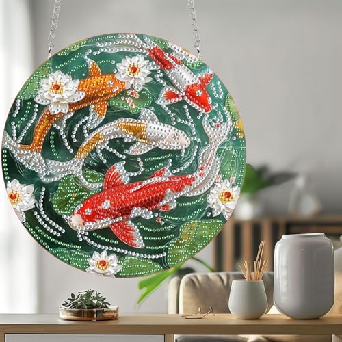 Bimkole Koi Hanging Diamond Pearl Art Kits for Adults Pendant C33 - color: Hanging-Koi