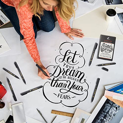 GETHPEN Calligraphy Brush Pen Set, Black Archival Ink for Hand Lettering - color: Black