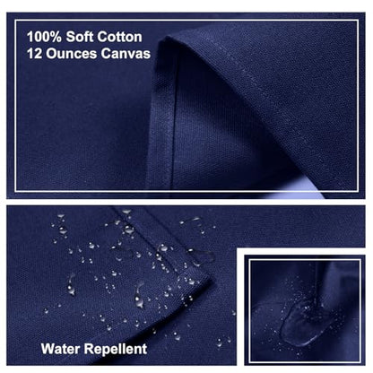 ZOMAO Chef Apron for Women Men with Large Pockets, Cotton Canvas Cross Back Waterproof Work Aprons for Kitchen Cooking Bib - color: Blue