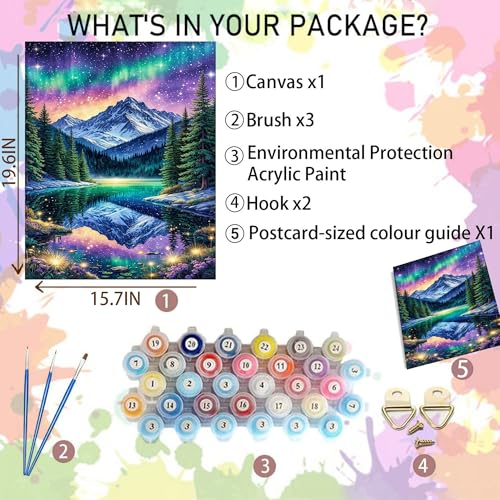 Arttoplus Starry Night Paint by Numbers Kit for Adults Beginner 16x20 inch | Aurora Adult Paint by Number Kits on Canvas, Landscapes DIY Oil Painting by Numbers for Gift Home Wall Decor (Without Frame) - color: MT22611-US