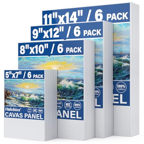 24-Pack Canvas Boards for Painting, 6 of 5x7 8x10 9x12 11x14 Canvas Panels for Kid & Adults 100% Cotton Gesso Primed Art Painting Supplies for Acrylic, Oil, Tempera & Watercolor - size: 24 Mixed Packs