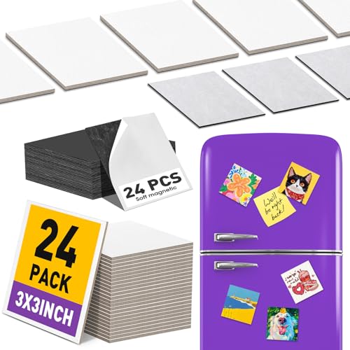 ESRICH 24 Pack 3x3IN Mini Magnetic Canvas Panels, Small Canvases for Painting for Oil, Watercolor, Acrylic Painting & DIY Crafts with 24PCS 3x3IN Square Flat Canvas Boards, 24PCS Soft Magnets - size: 3 x 3 in (24 Pack)