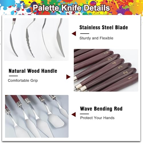 EEEKit Palette Knife Set: 15PCS - Painting Tools for Oil Canvas/Watercolor/Acrylic