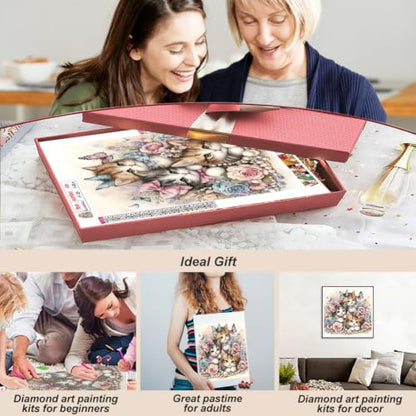 hill froeistung 5D Colorful Cat Diamond Art Painting Kits for Adults | Butterfly,Flower Diamond Art for Beginners, DIY Full Drill Animals Diamond Art Painting(12X12 inch) - color: HF-A054
