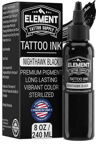 Element Tattoo Supply Nighthawk Black Tattoo Ink 8 oz Bottle - size: 8oz