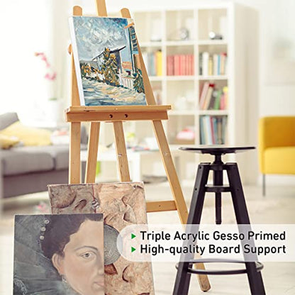 Stretched Canvas, 5x7 Inch Set of 10, Primed White | 100% Cotton Artist Canvas Boards for Painting, Acrylic Pouring, Oil Paint Dry & Wet Art Media - color: White, size: 5"x7"