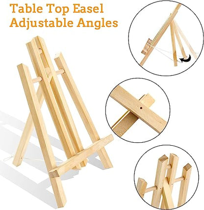Qatalitic Set of 10 Wooden Easel, 12 Inches Display Easel Stand, H Frame Tabletop Stand for Painting Canvases, Art & Crafts, Business Card Display and Photo Sign Holder
