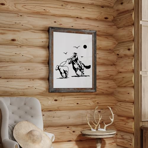 Keluna Western Cowboy Cowgirl Painting Stencils - 20 Reusable Stencils for Wood Burning, Landscape Cactus Western Scenes - style: western cowboy
