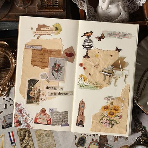 Uideyvi Morning Series Sticker Scrapbooking Supplies for Junk Journal, 25 Sheets Washi Stickers and 25 Sheets PET Stickers(TZ-010-002) - color: Morning Series