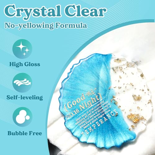 Let's Resin 72OZ Fast Curing Epoxy Resin Kit,Demold in 4 Hours | Upgrade Quick Drying & Cystal Clear Resin,Bubble Free for Craft,Art, Supplies with Dye, Cup,Stir Stick - size: Large
