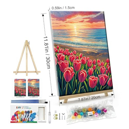 ATDMS Paint by Numbers Kit for Adults with Frame, 8 x 12 Inch - color: Flower 231