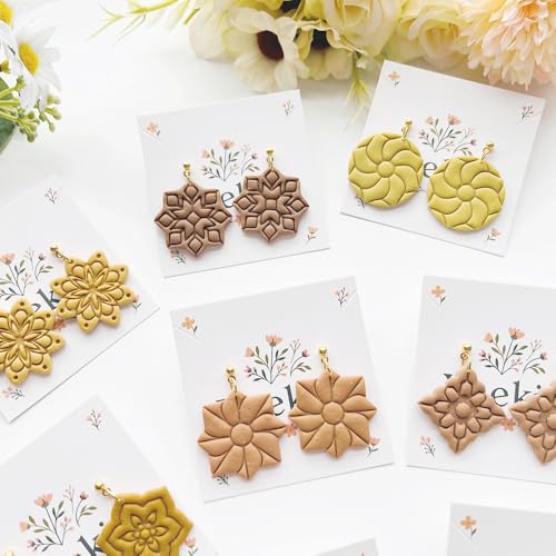 Xaekicr 11 Pcs Mandala Polymer Clay Cutters - Geometric Flower & Boho Shape Jewelry Making Tools for Earrings, Pendants & DIY Crafts, Soft Clay Molds - color: 2D color