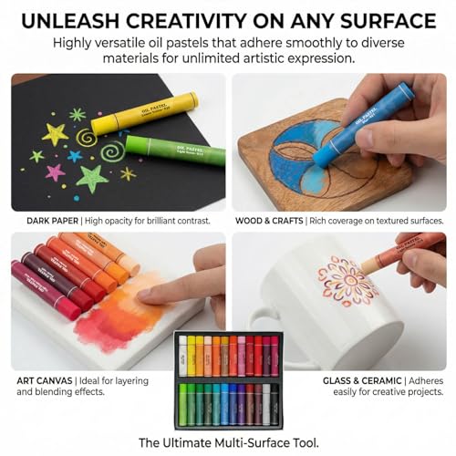 Oil Pastels Set, Soft Round Oil Pastel Crayons for Students & Artists, Drawing, Sketching, Blending & School Art Supplies (24 Colors) - color: 24 Colors