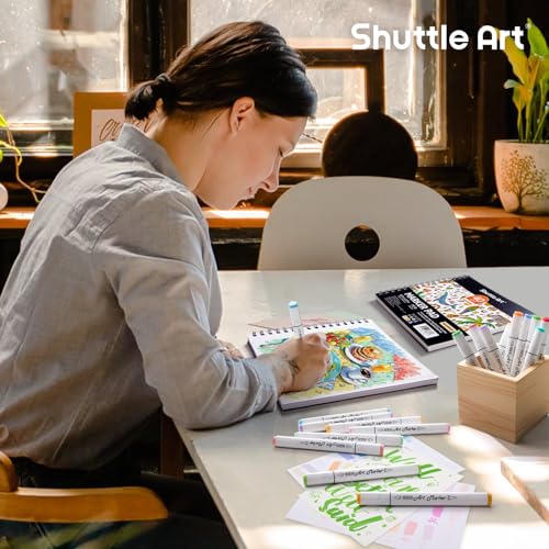Shuttle Art Marker Pad, 8.9”x8.3” Portable Sketchbook, 40 Sheets Marker Drawing Paper, 110LB/180GSM Smooth Surface Bleedproof Art Paper, Spiral-Bound, Great for Beginners to Draw, Paint & Sketch - size: 8.9x8.3 inch