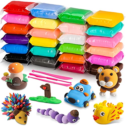Air Dry Clay Kit for Kids – 24 Colors Non-Toxic Soft Modeling Clay Set - color: 24 Colors