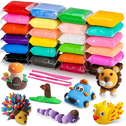 Air Dry Clay Kit for Kids – 24 Colors Non-Toxic Soft Modeling Clay Set - color: 24 Colors