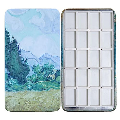 Metal Watercolor Palette Empty with 20 Full Pans and Magnetic Strips | Lightweight Paint Tray Palettes, With 3ml Pans and 3M Magnetic Squares, DIY Art Palettes, Paint Holder, Painting Palette - color: Wheat Field, size: Pack of 20 Full Pans