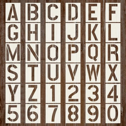 36Pcs Letter and Number Stencils, 8 Inch Reusable Stencils for Painting DIY Craft for Rock, Walls, Canvas, Drawing, Art Scrapbook Home Decor. - size: 8 Inch