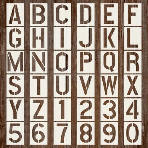36Pcs Letter and Number Stencils, 9 Inch Reusable Stencils for Painting DIY Craft for Rock, Walls, Canvas, Drawing, Art Scrapbook Home Decor. - size: 9 Inch