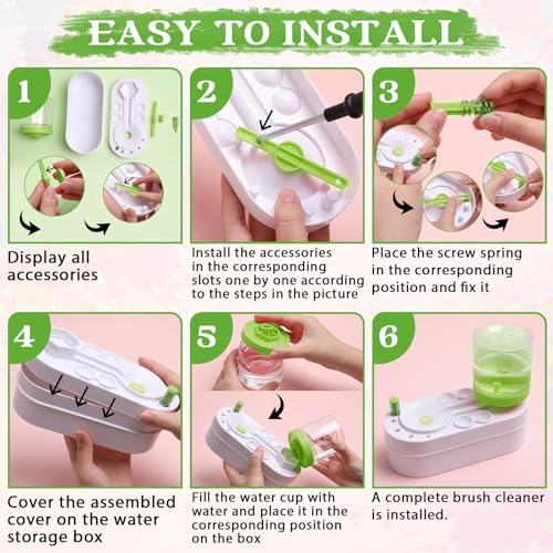 Painting Station Paint Brush Cleaner 20"X16" Silicone Paintings Mat with Cup and Paint Holder 10 Paintings Brushes Children's Painting Set Art Supplies for Kids Back to School Gifts DIY Crafts (Green) - color: Green
