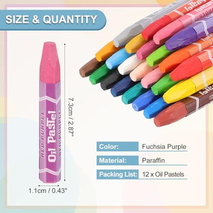 PATIKIL Fuchsia Purple Oil Pastels, 12Pcs Soft Oil Crayons Vibrant and Creamy Pastels Stick Art Supplies for Art Painting Drawing Blending Graffiti for Artists Beginners - color: Fuchsia Purple