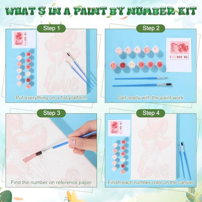Nezyo 12 Sets Paint by Numbers 8 x 12 Inch for Adults Beginner with Wooden Frames Canvas DIY Acrylic Painting Kit Art Gift for Painting Party Sip and Paint Events for Home Decor(Festival) - style: Festival