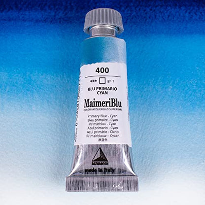 MaimeriBlu Watercolor Tube, 12ml, Primary Cyan, (400)