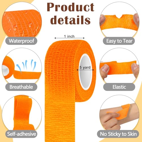 Treela 64 Pack 2" X 5 Yards Self Adhesive Bandage Wrap Multi Color | Cohesive Flexible Wrap for Wrist Ankle Fingers, Breathable Sports Tape, Self Adherent Rolls for Pets Vet, Coban Style - color: Multi Color, size: 1 Inch X 5 Yard
